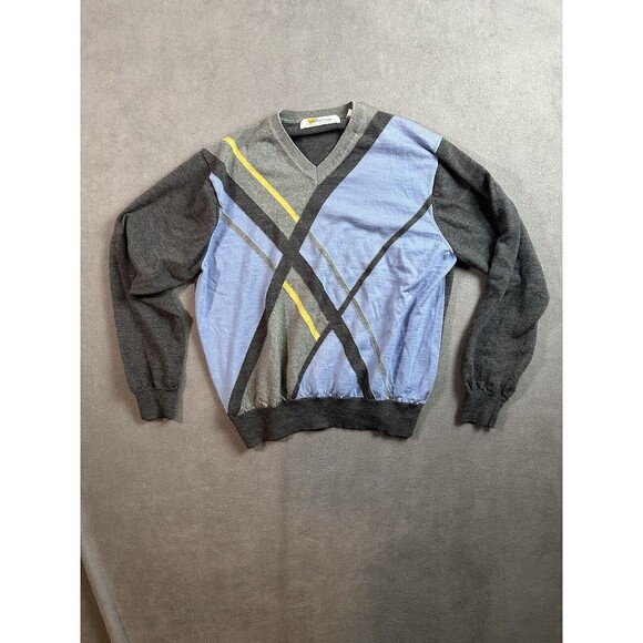 Vtg Greg Norman Presidents Cup Golf Sweater Merino Wool 90’s Abstract - Picture 1 of 5